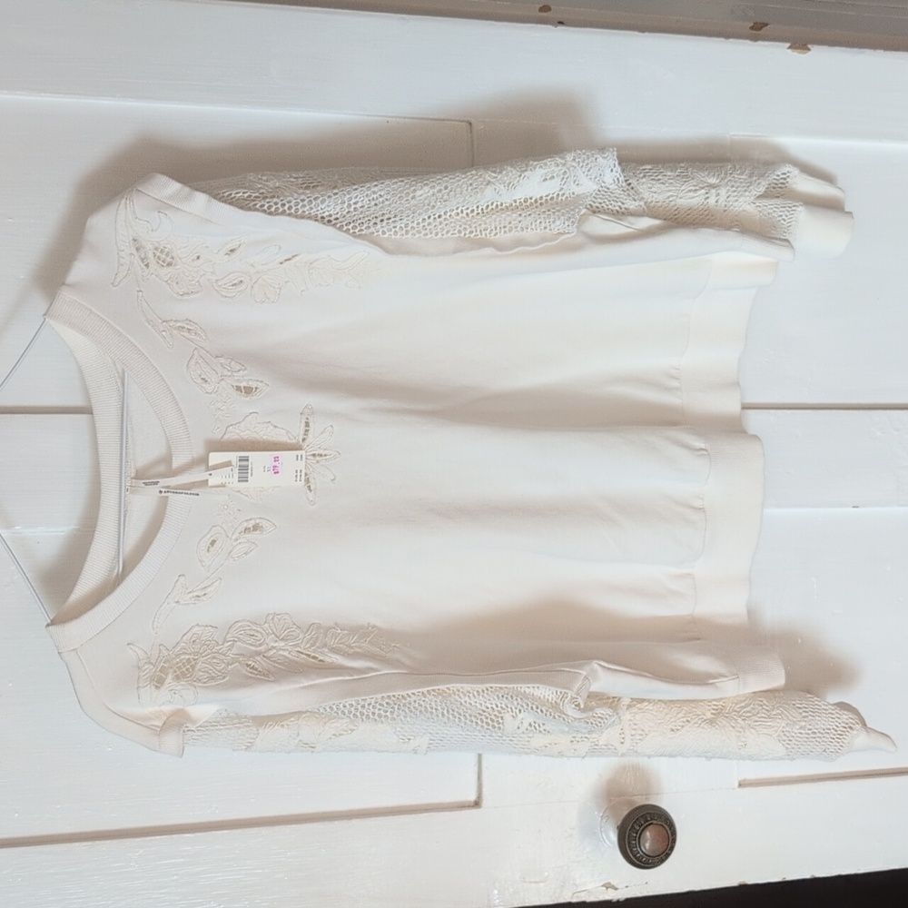 by Anthropologie Embroidered Cutwork Sweatshirt - Picture 2 of 8
